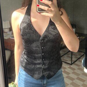 Black Vest w/ Velvet Detail